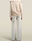 Betina Collared Sweater in Beige Cashmere Wool Blend