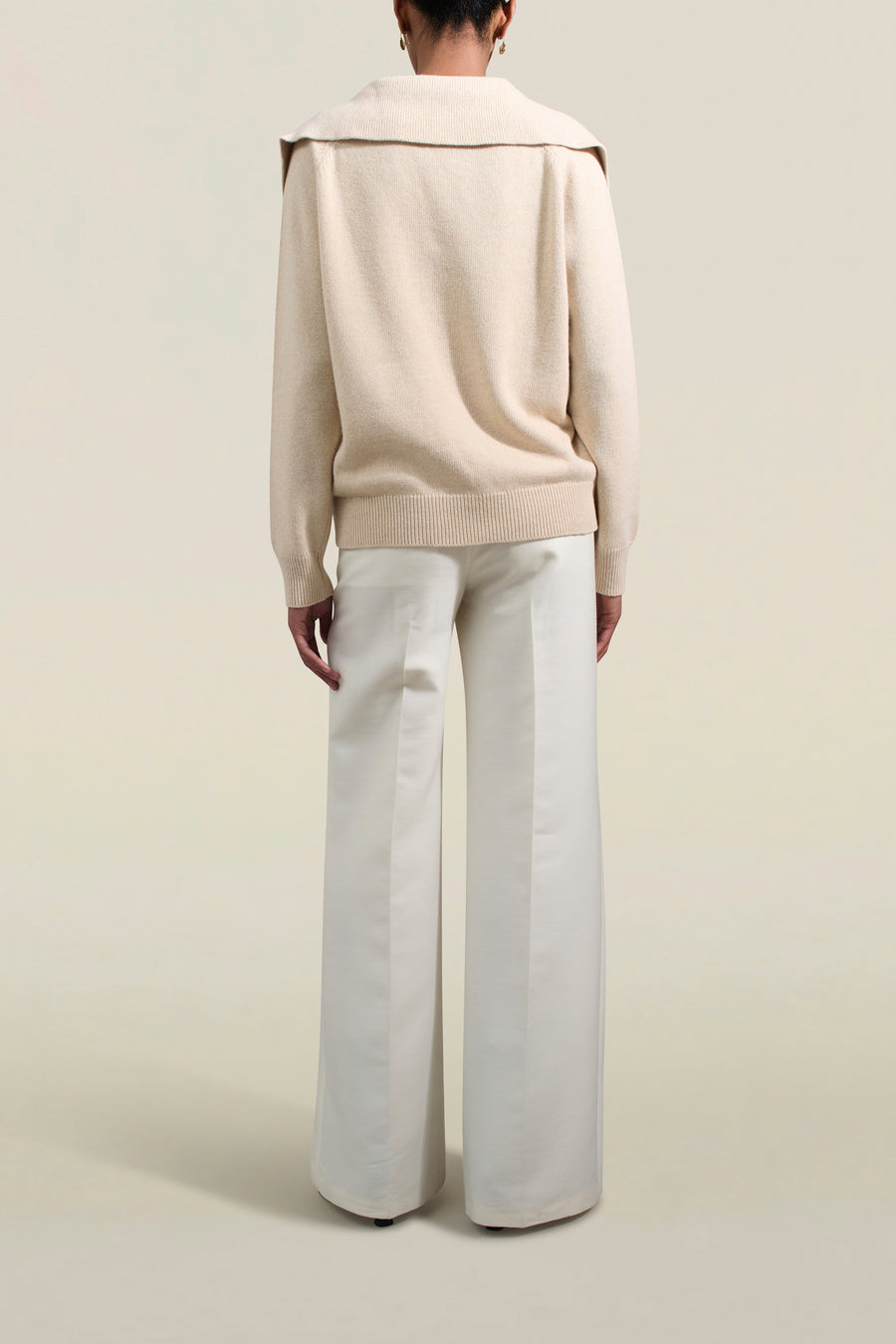 Betina Collared Sweater in Beige Cashmere Wool Blend