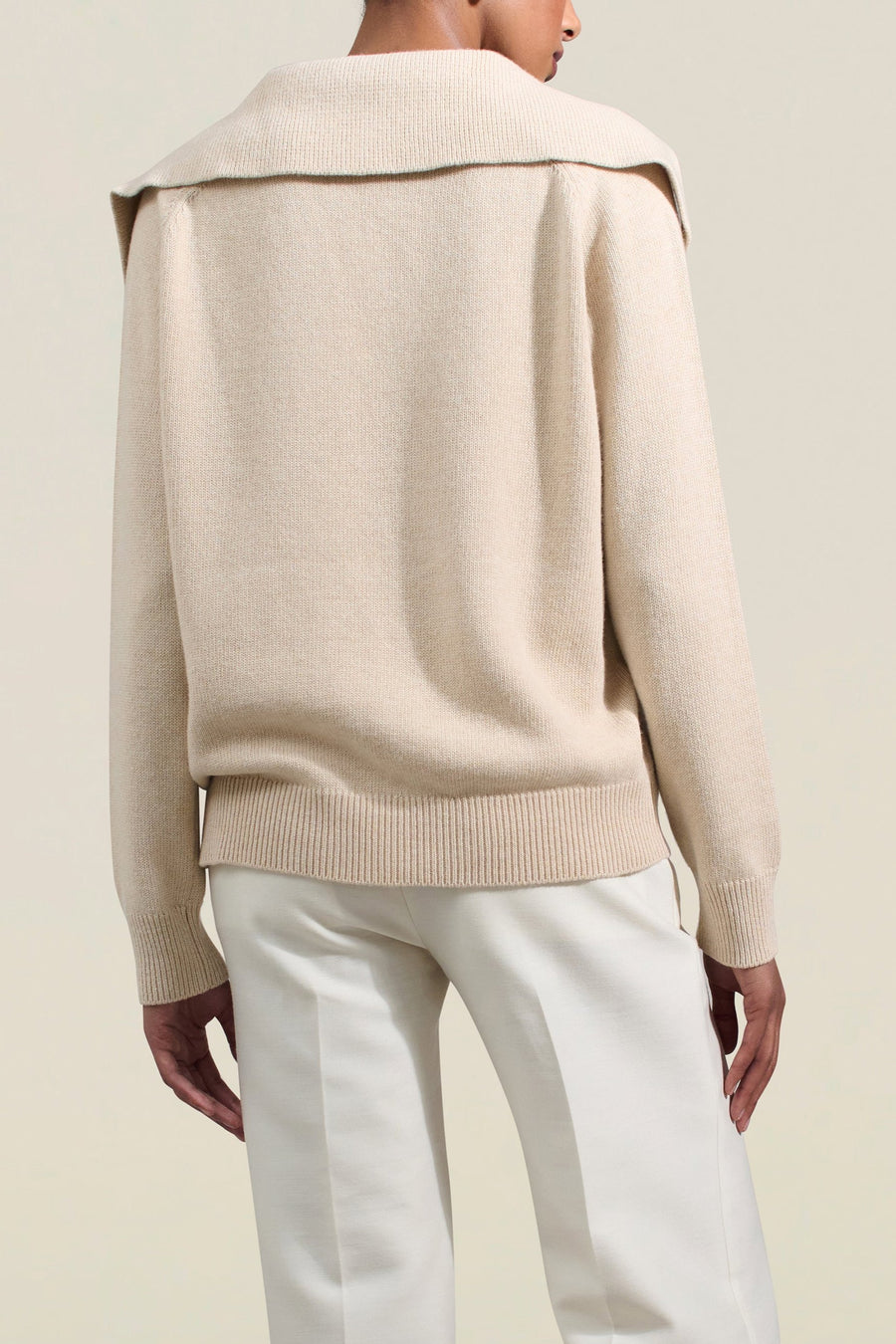 Betina Collared Sweater in Beige Cashmere Wool Blend