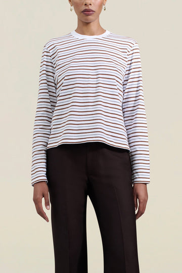 Wynn Long Sleeve T-Shirt in Espresso Multi Stripe