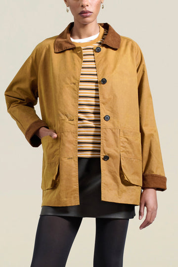 Lottie Field Jacket in Gold Waxed Cotton