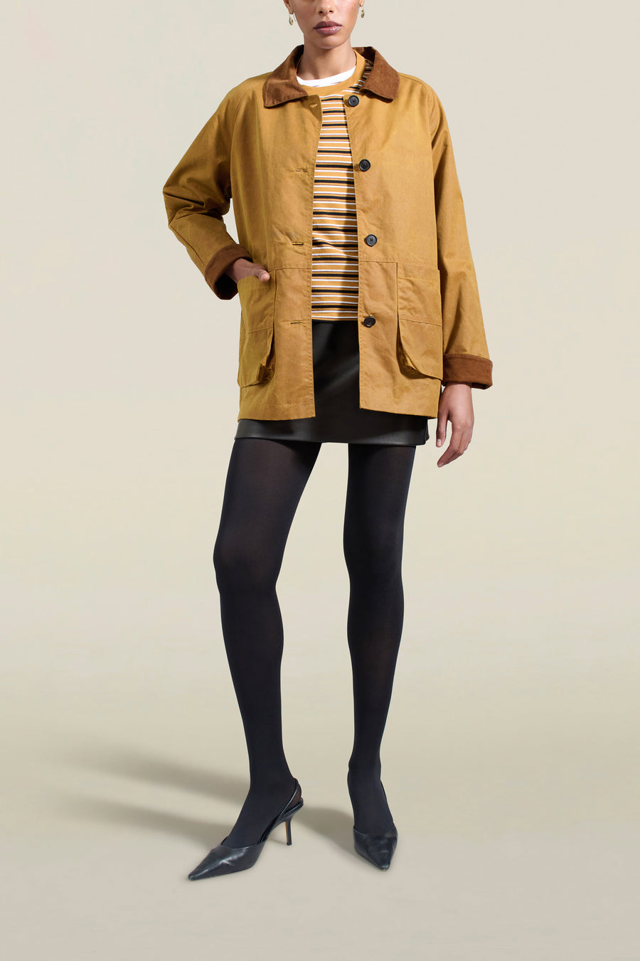 Lottie Field Jacket in Gold Waxed Cotton