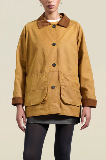 Lottie Field Jacket in Gold Waxed Cotton