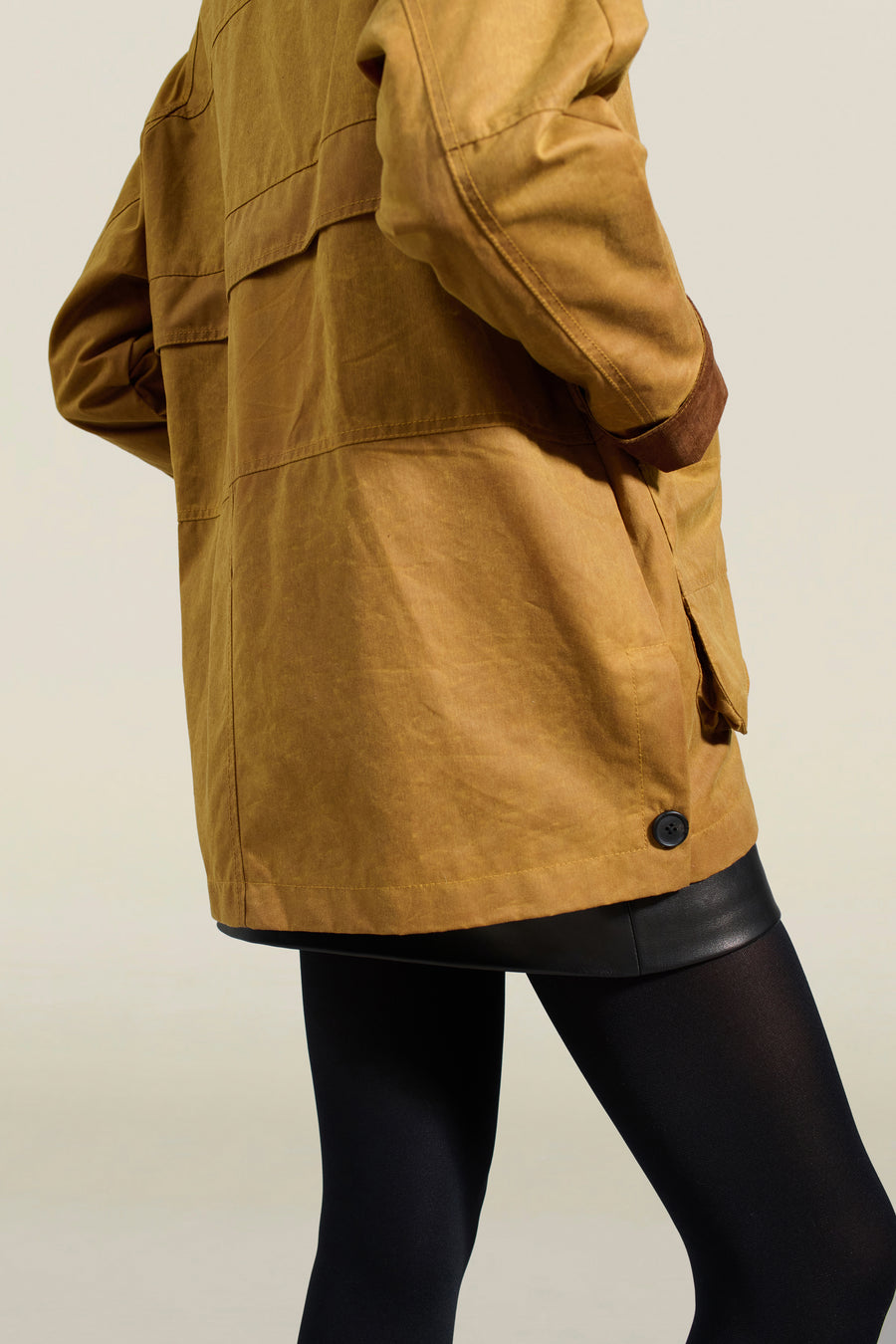 Lottie Field Jacket in Gold Waxed Cotton