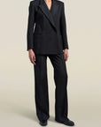 Emilio Tuxedo Blazer in Black Wool Satin Combo