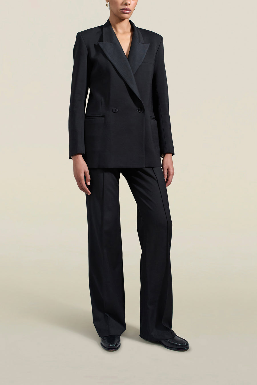 Emilio Tuxedo Blazer in Black Wool Satin Combo