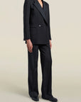 Emilio Tuxedo Blazer in Black Wool Satin Combo