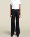 Genevieve Tuxedo Trouser in Black Wool Satin Combo