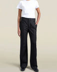 Genevieve Tuxedo Trouser in Black Wool Satin Combo