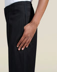 Genevieve Tuxedo Trouser in Black Wool Satin Combo