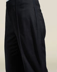 Genevieve Tuxedo Trouser in Black Wool Satin Combo