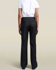 Genevieve Tuxedo Trouser in Black Wool Satin Combo