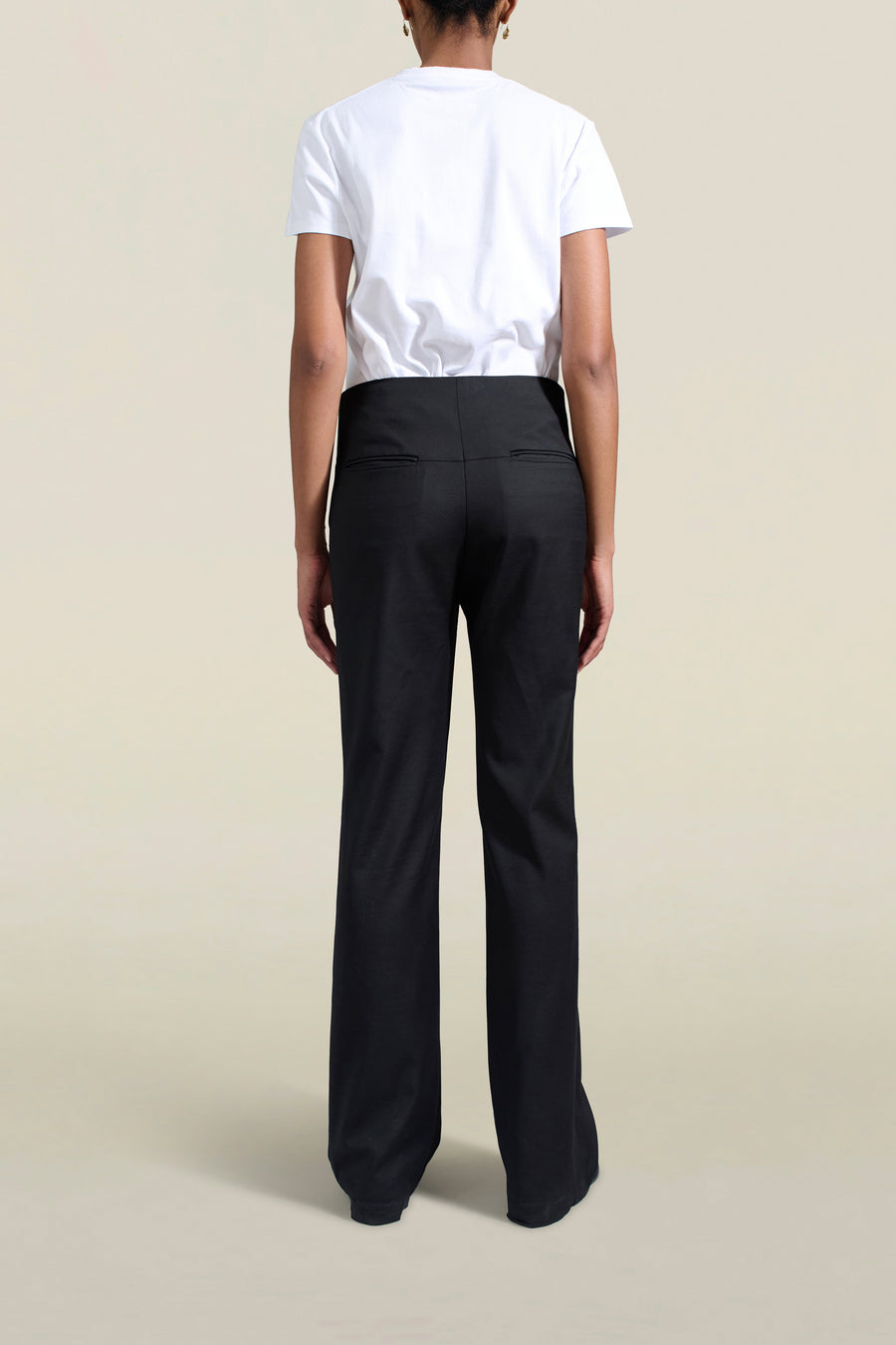 Genevieve Tuxedo Trouser in Black Wool Satin Combo