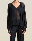 Shea Blouse in Black Lightweight Chiffon