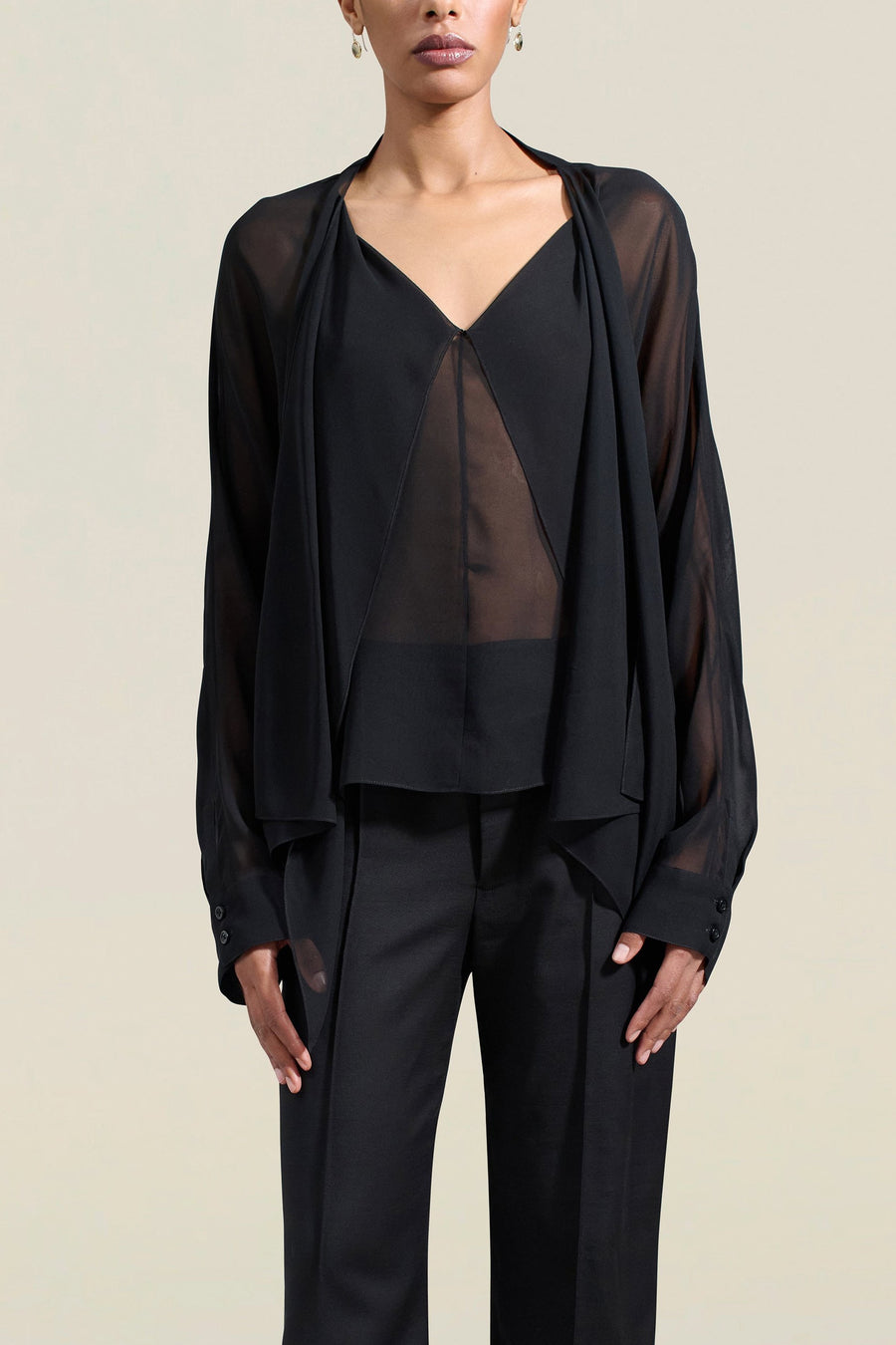 Shea Blouse in Black Lightweight Chiffon