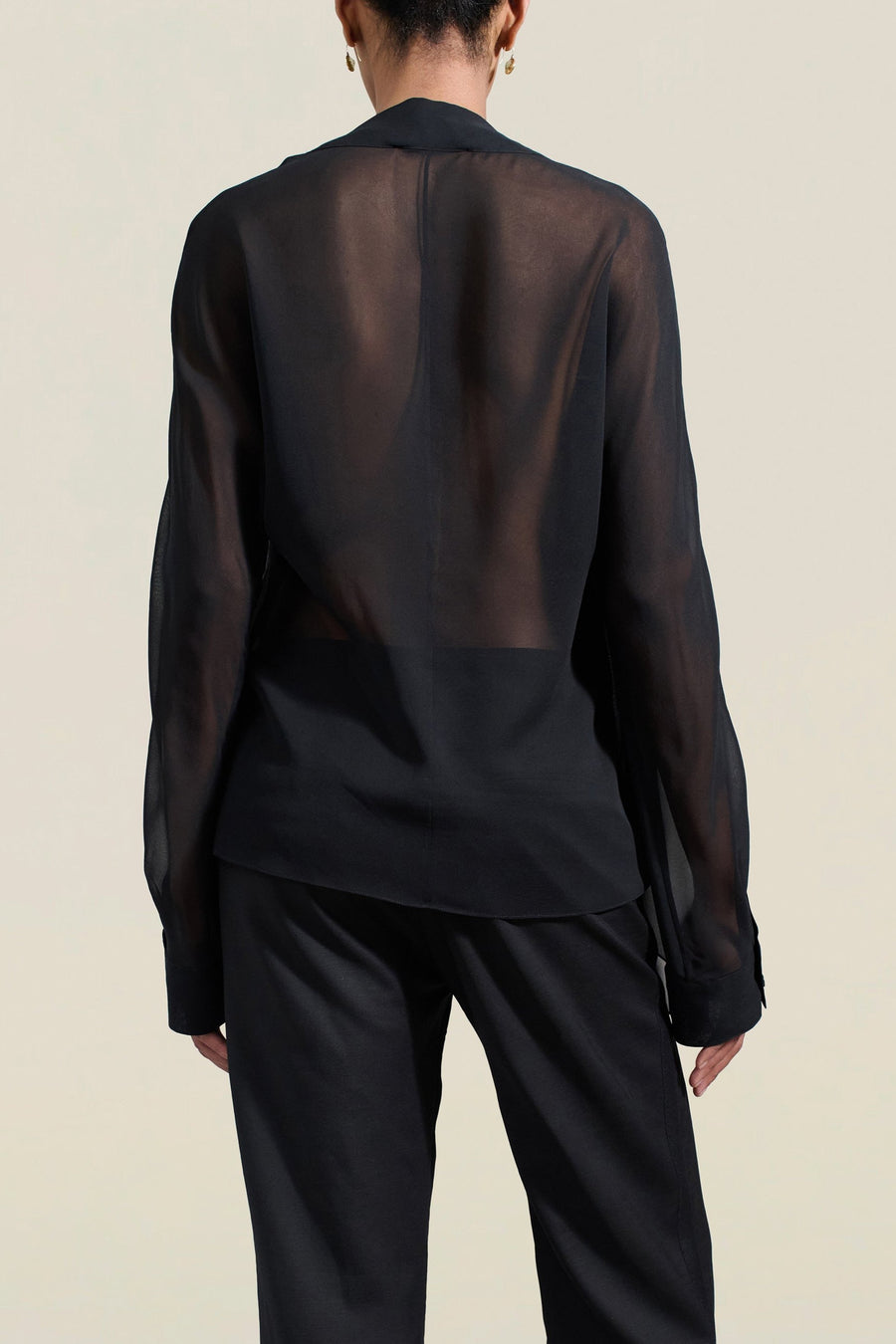 Shea Blouse in Black Lightweight Chiffon