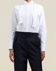 Esme Tuxedo Shirt in White Stretch Poplin