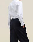 Esme Tuxedo Shirt in White Stretch Poplin