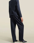 Kiernan Shrunken Blazer in Navy Pinstripe Wool Flannel Suiting