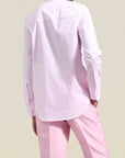 Esme Tuxedo Shirt in Pink Stretch Poplin