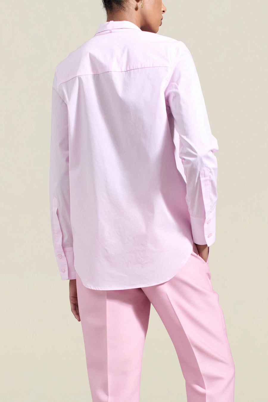 Esme Tuxedo Shirt in Pink Stretch Poplin