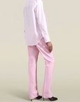 Esme Tuxedo Shirt in Pink Stretch Poplin