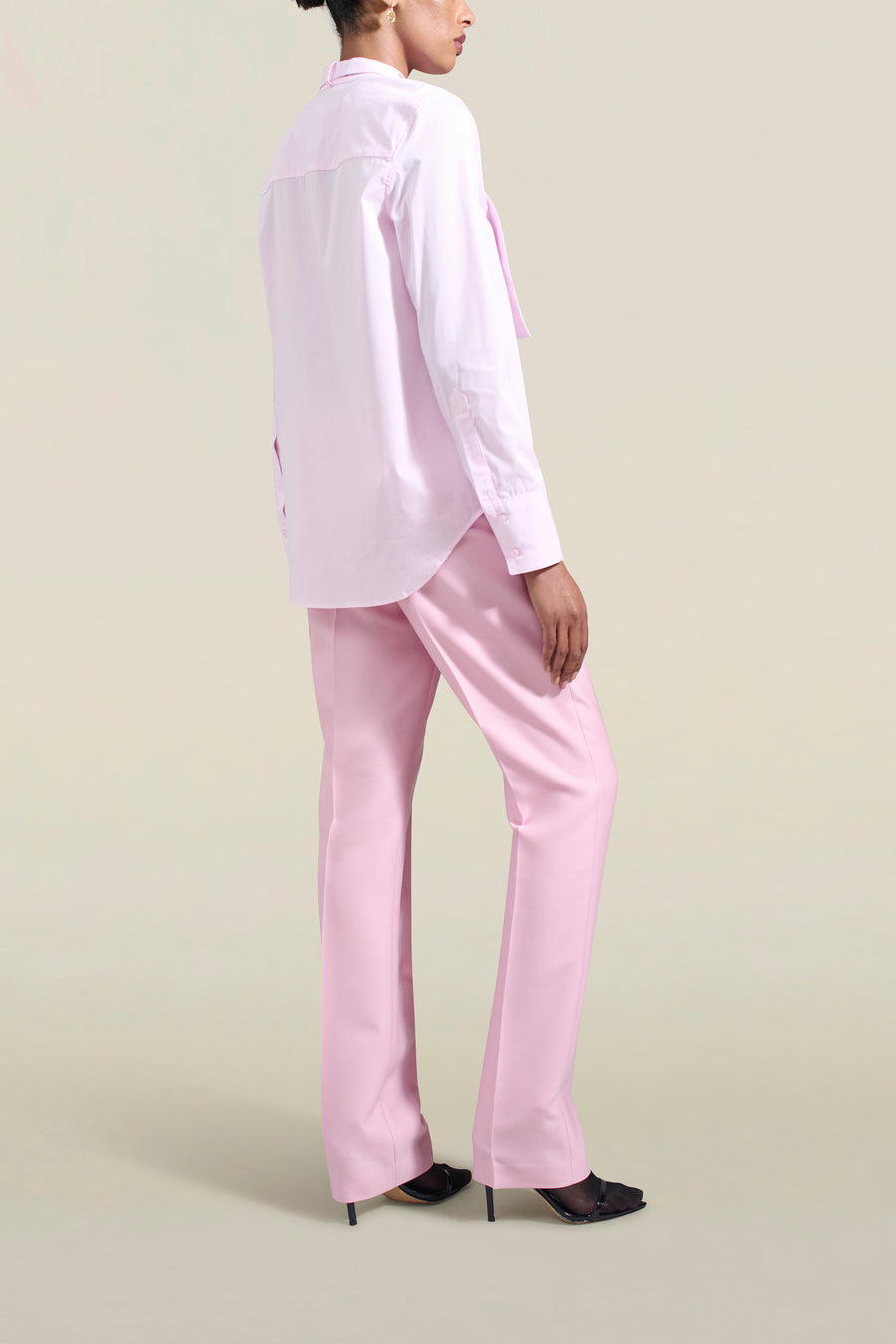 Esme Tuxedo Shirt in Pink Stretch Poplin