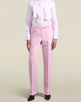 Esme Tuxedo Shirt in Pink Stretch Poplin