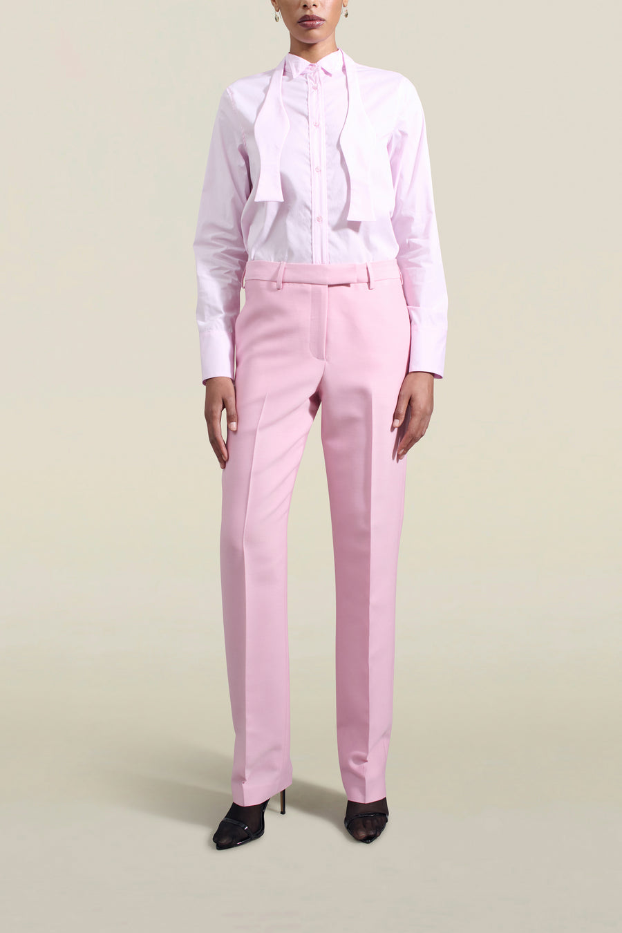 Esme Tuxedo Shirt in Pink Stretch Poplin