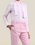 Esme Tuxedo Shirt in Pink Stretch Poplin