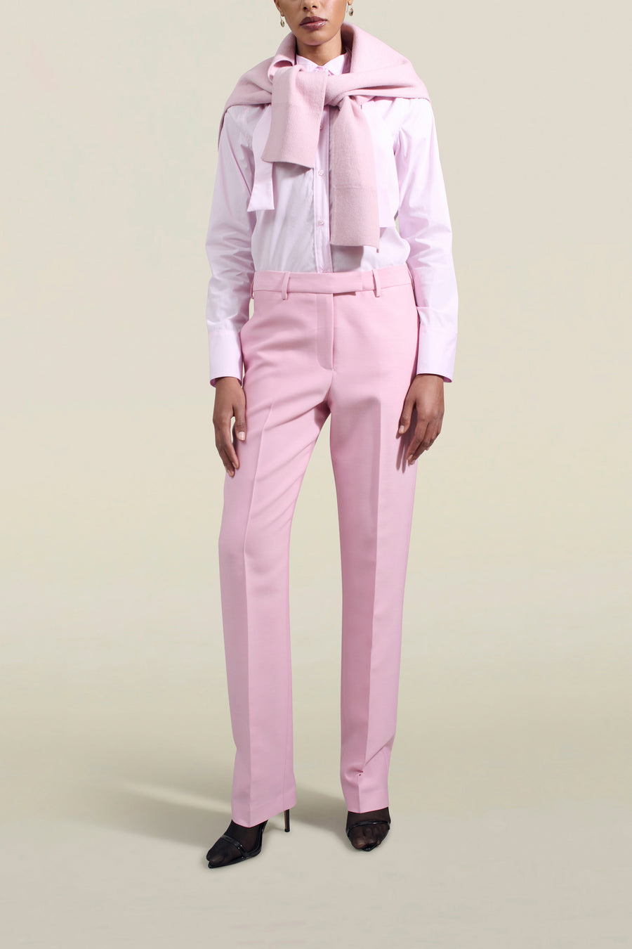 Charlie Long Trouser in Petal Silk Wool Twill