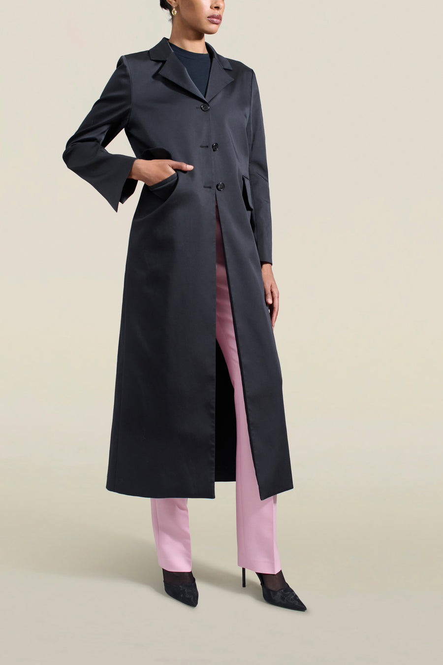 Alexa Coat in Black Summer Mikado