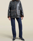 Lottie Field Jacket in Distressed Nappa Calfskin