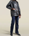 Lottie Field Jacket in Distressed Nappa Calfskin