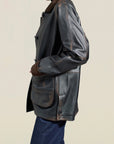 Lottie Field Jacket in Distressed Nappa Calfskin