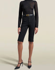 Daphne Capri in Black Stretch-knit Suiting