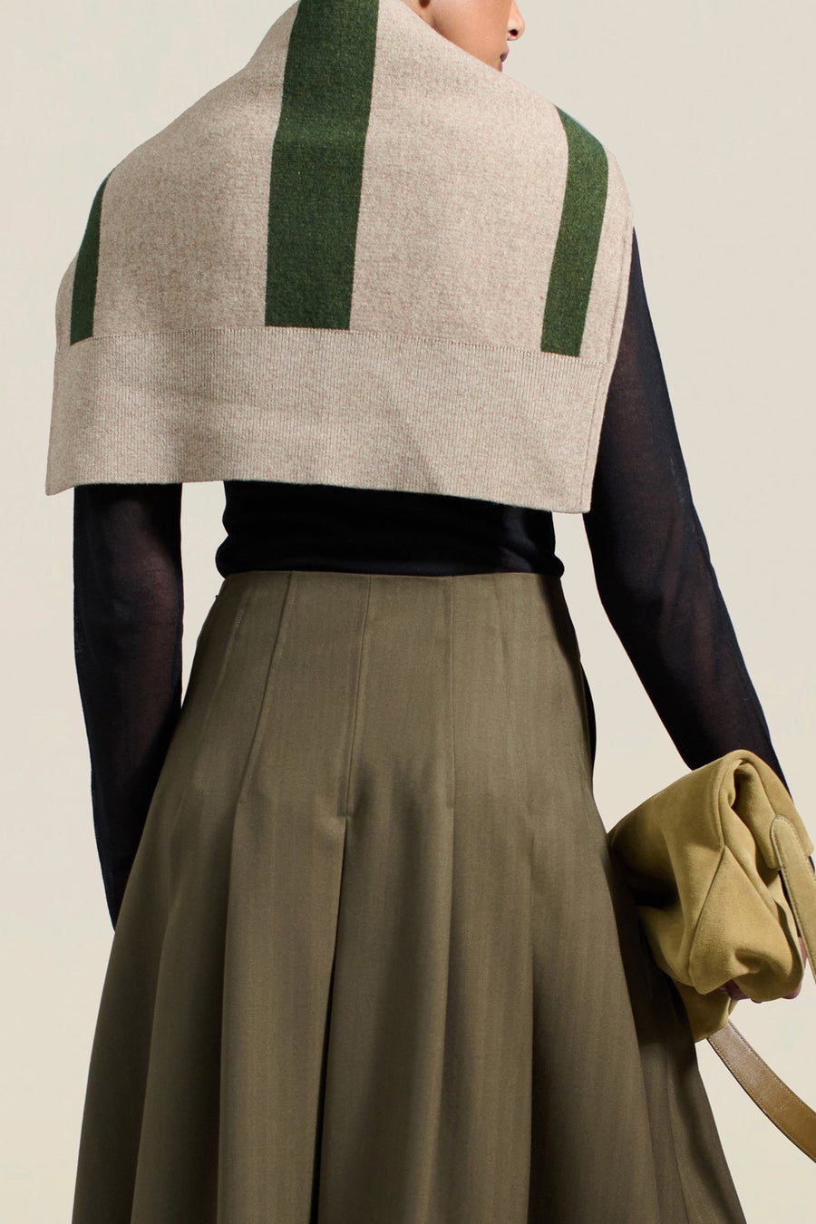 Scarf as Sweater as Scarf in Olive Stripe Cashmere Wool Blend