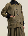 Lottie Field Jacket in Olive Waxed Cotton