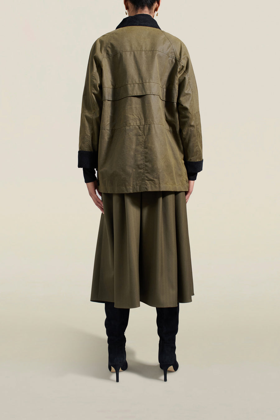 Lottie Field Jacket in Olive Waxed Cotton