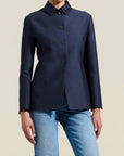 Warner Blazer in Navy Silk Wool