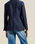 Warner Blazer in Navy Silk Wool