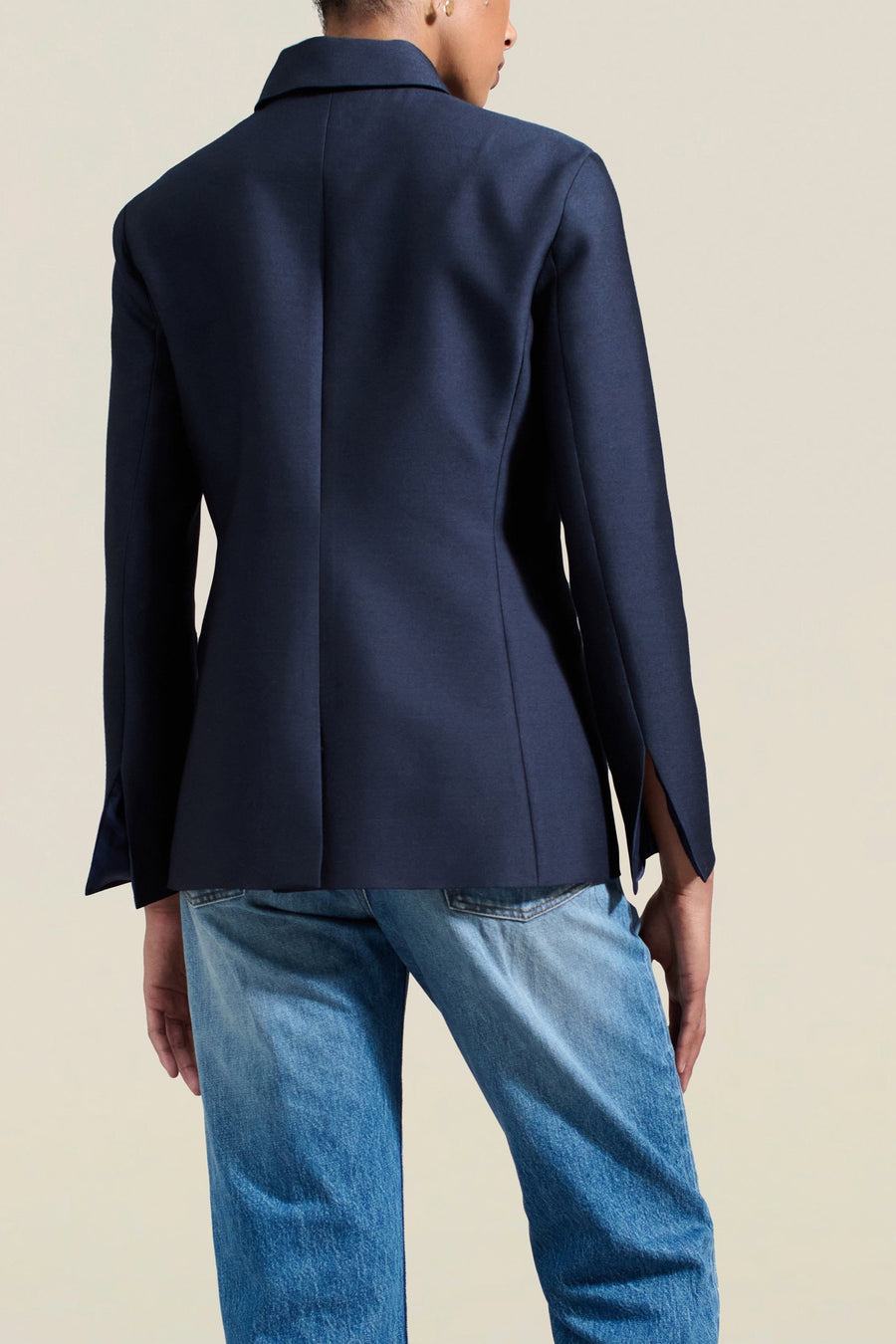 Warner Blazer in Navy Silk Wool