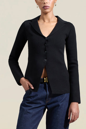 Vail Knit Jacket in Black Viscose Blend