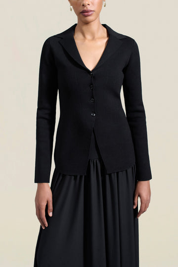 Vail Knit Jacket in Black Viscose Blend