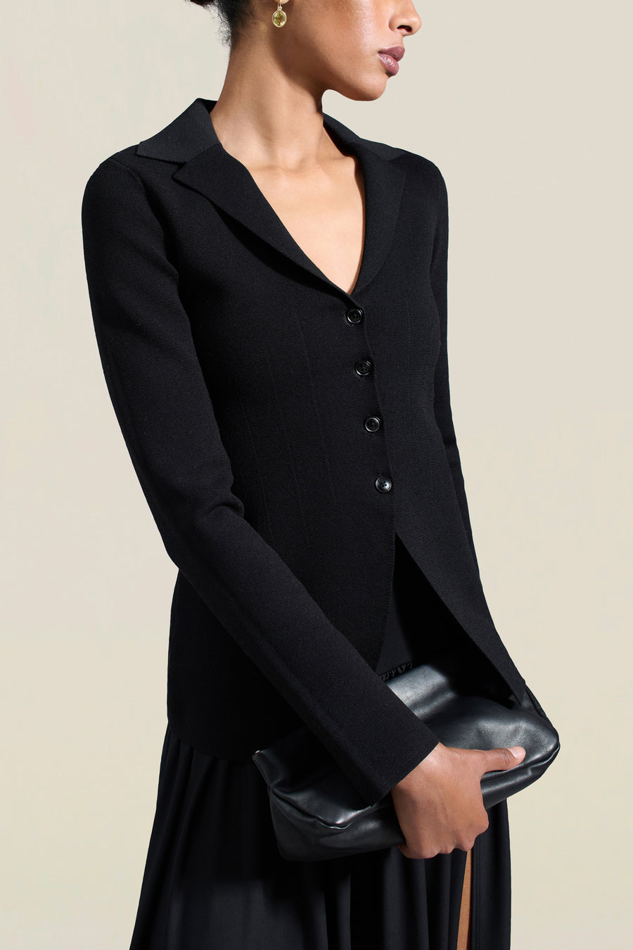 Vail Knit Jacket in Black Viscose Blend