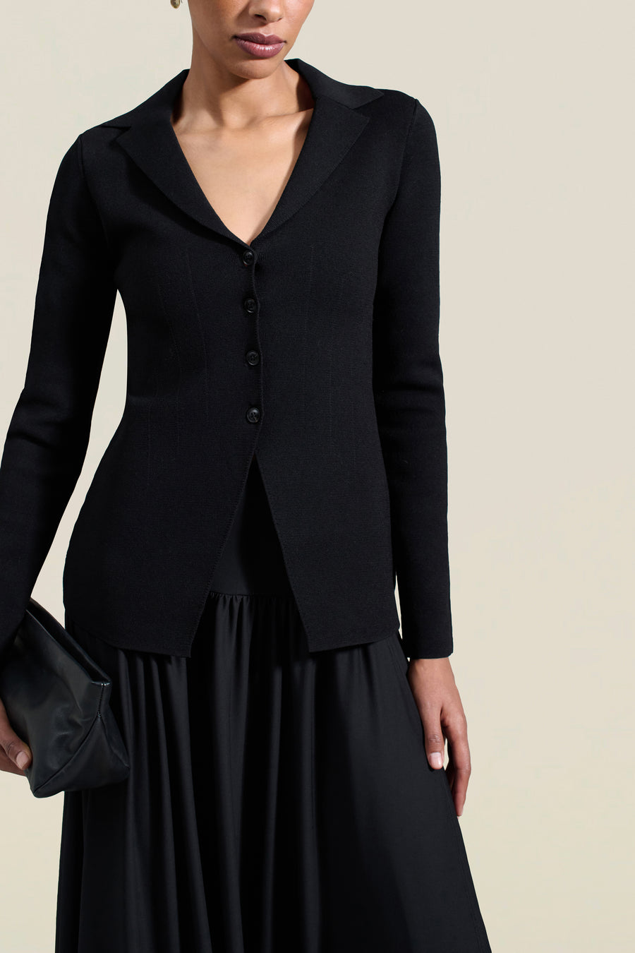 Vail Knit Jacket in Black Viscose Blend