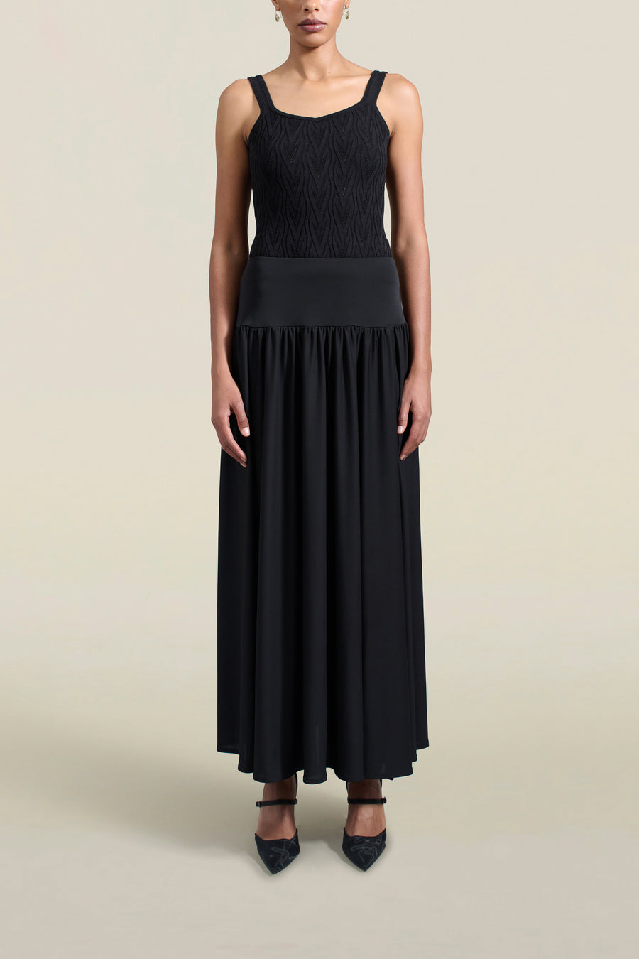 Eavan Long Skirt in Black Slinky Jersey