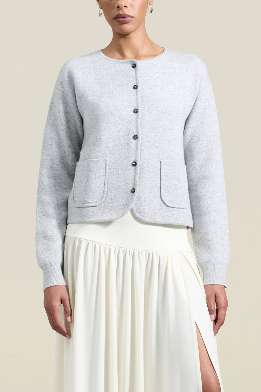 Evie Cardigan in Sterling Nylon Wool