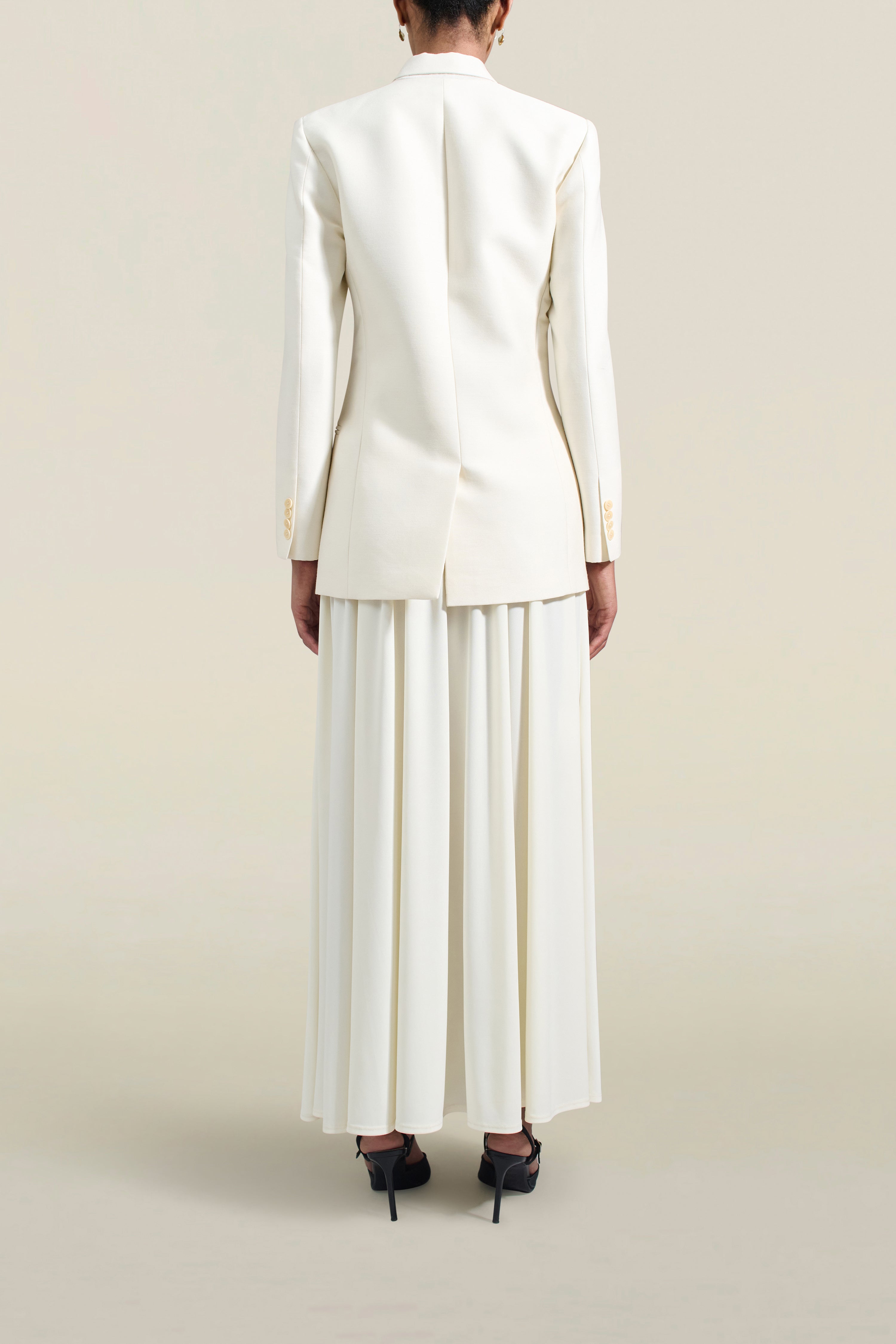 Emilio Tuxedo Blazer in Cream Silk Wool Suiting