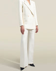 Emilio Tuxedo Blazer in Cream Silk Wool Suiting